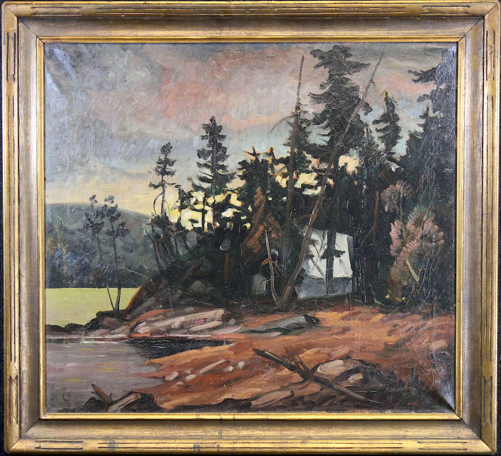 Appraisal: Signed Painting of Pacific Northwest Cottage American School Signed Painting