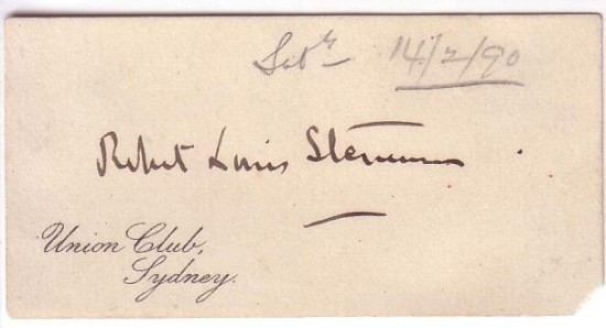 Appraisal: STEVENSON ROBERT LOUIS Signature on a small card printed with