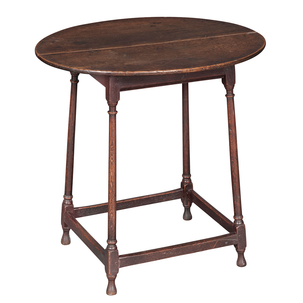 Appraisal: English Oak Low Table th Century The two-plank oval top