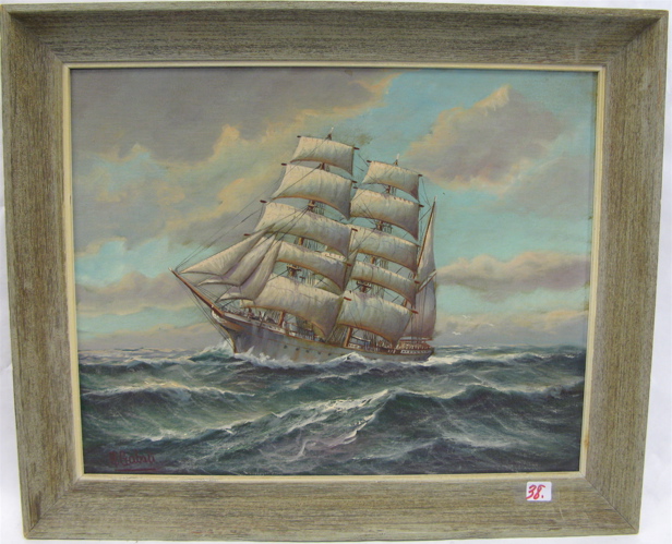 Appraisal: ALFRED GABALI OIL ON CANVAS BOARD American born Clipper ship