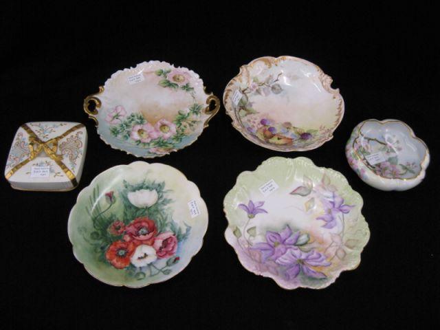 Appraisal: pcs of Handpainted China Limoges dresser box Rosenthal cake plate