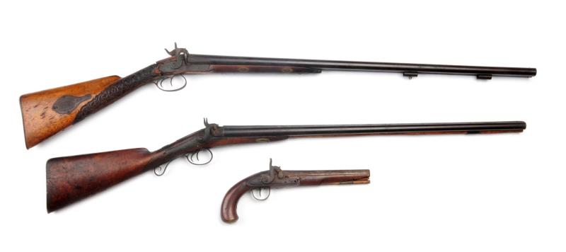 Appraisal: Lot Of Early Percussion Firearms First gun is a double