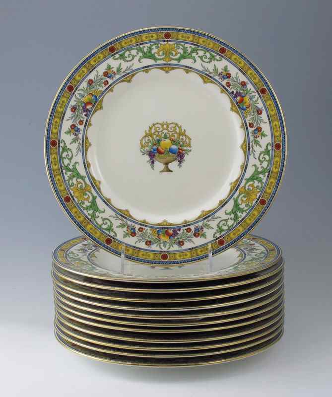 Appraisal: SET OF MINTON SERVICE PLATES Ca 's Heavy enamel decoration