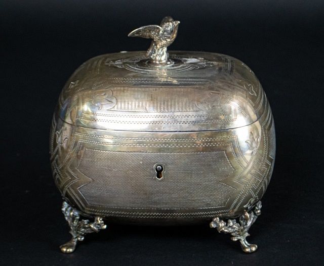 Appraisal: Austro-Hungarian Silver Box silver footed box with engraved decoration and