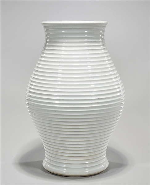 Appraisal: Chinese white glazed porcelain vase ribbed design x approx Condition