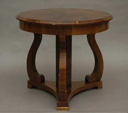 Appraisal: Biedermeier-Style Walnut Center Table in in diam