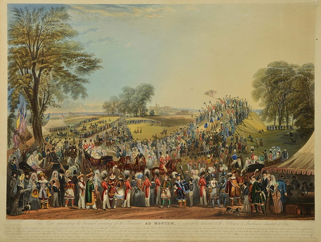 Appraisal: A LARGE COLOURED ENGRAVING by C Hunt after Campion the