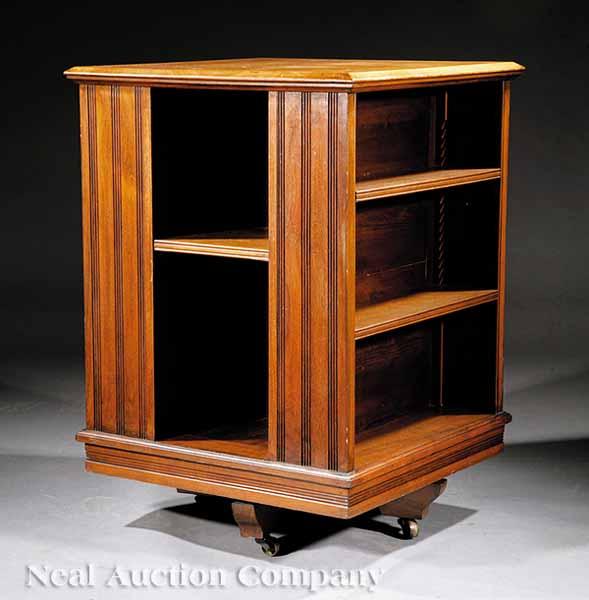 Appraisal: An American Walnut Revolving Bookmill late th c the square