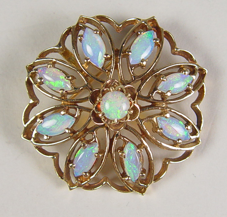 Appraisal: kt Gold Opal Brooch Pendant kt yellow gold grams good