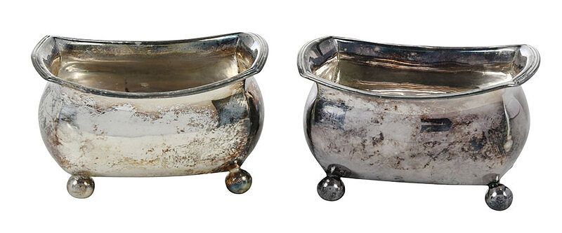 Appraisal: Pair George III English Silver Salts London rounded rectangular form