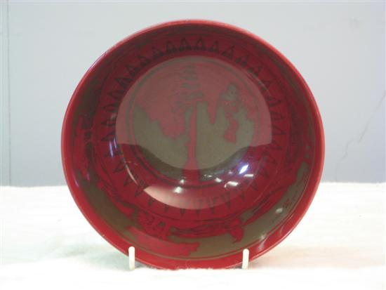 Appraisal: Bernard Moore porcelain bowl in red glazed decoration on the