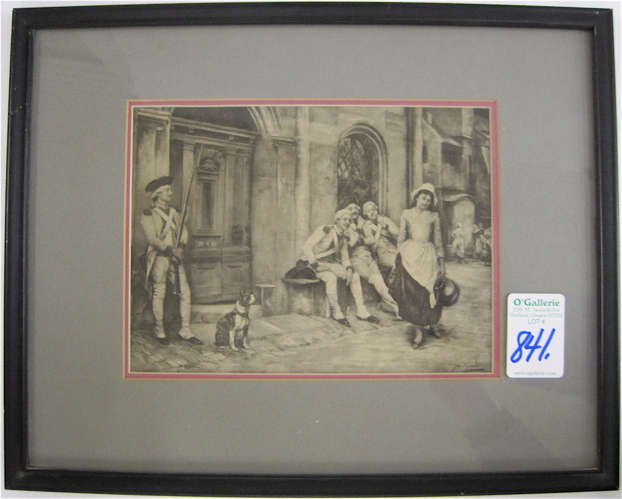 Appraisal: JULES GIRADET ETCHING ON SILK France - French street scene