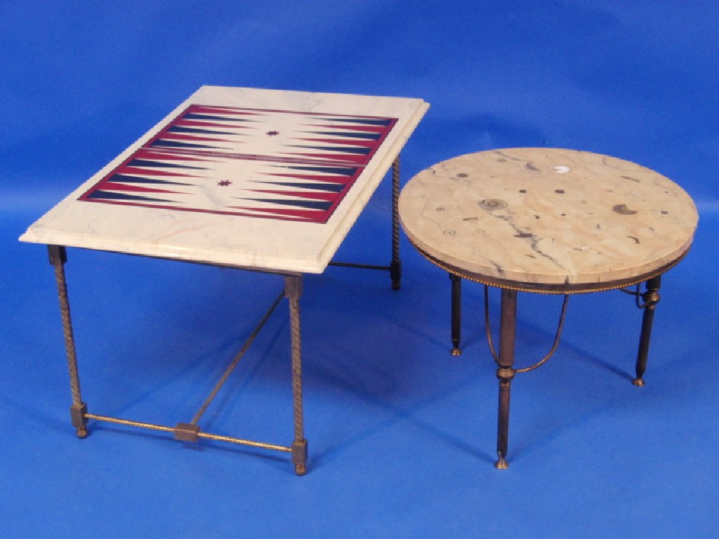 Appraisal: A backgammon coffee table and another coffee table inlaid with