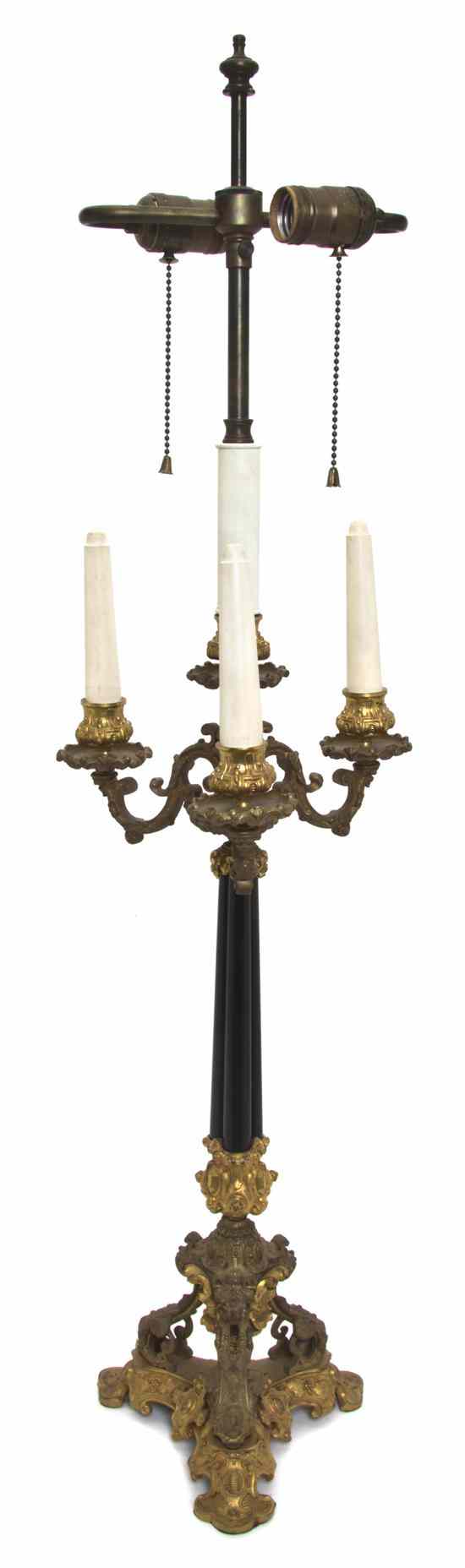 Appraisal: A Neoclassical Style Ormolu Mounted Four-Light Candelabrum having a tapering