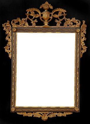 Appraisal: NEOCLASSICAL-STYLE CARVED PAINTED AND PARCEL-GILT MIRROR The frame with bead