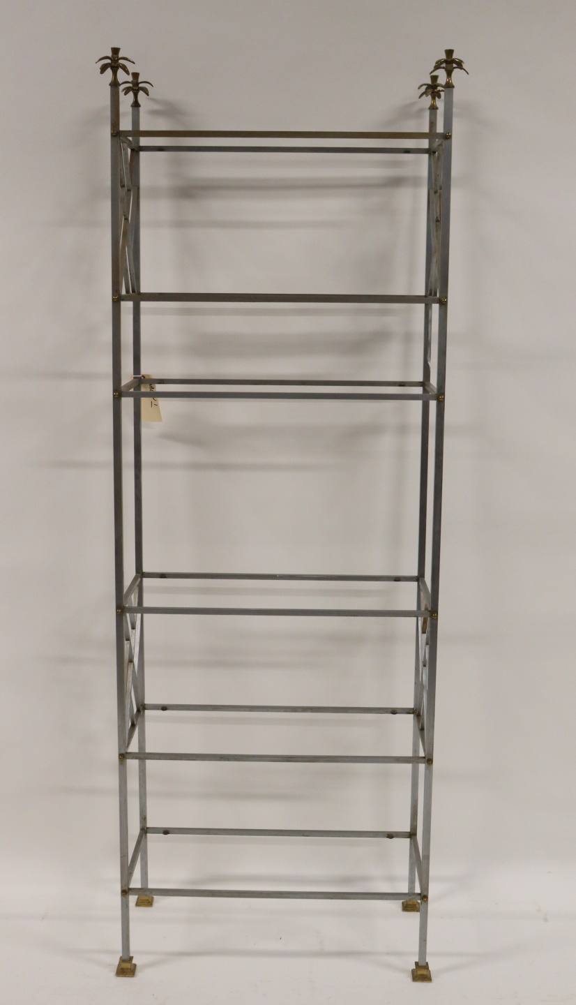 Appraisal: VINTAGE STEEL BRASS ETAGERE IN MANNER OF JANSEN Nice heavy