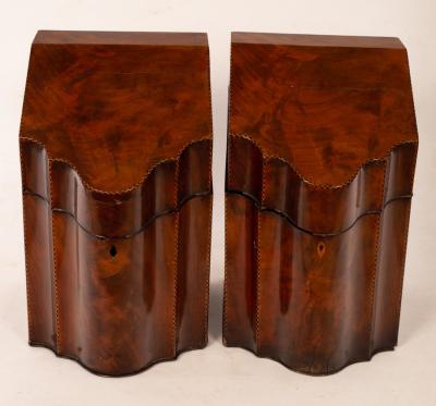 Appraisal: A pair of George III mahogany knife boxes converted for