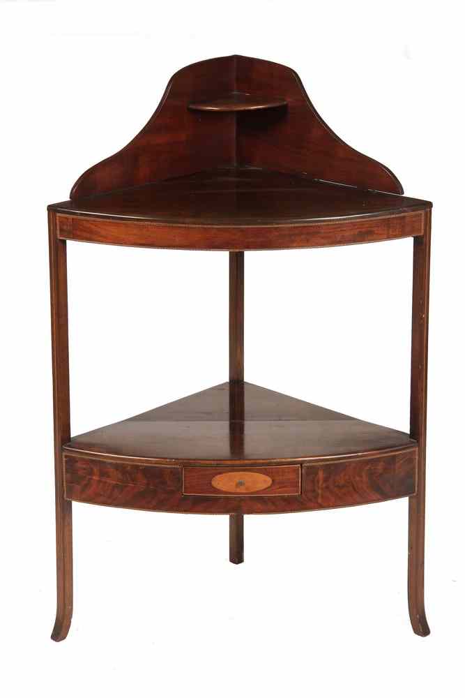 Appraisal: CORNER WASHSTAND - Hepplewhite Mahogany Corner Washstand with banded detail