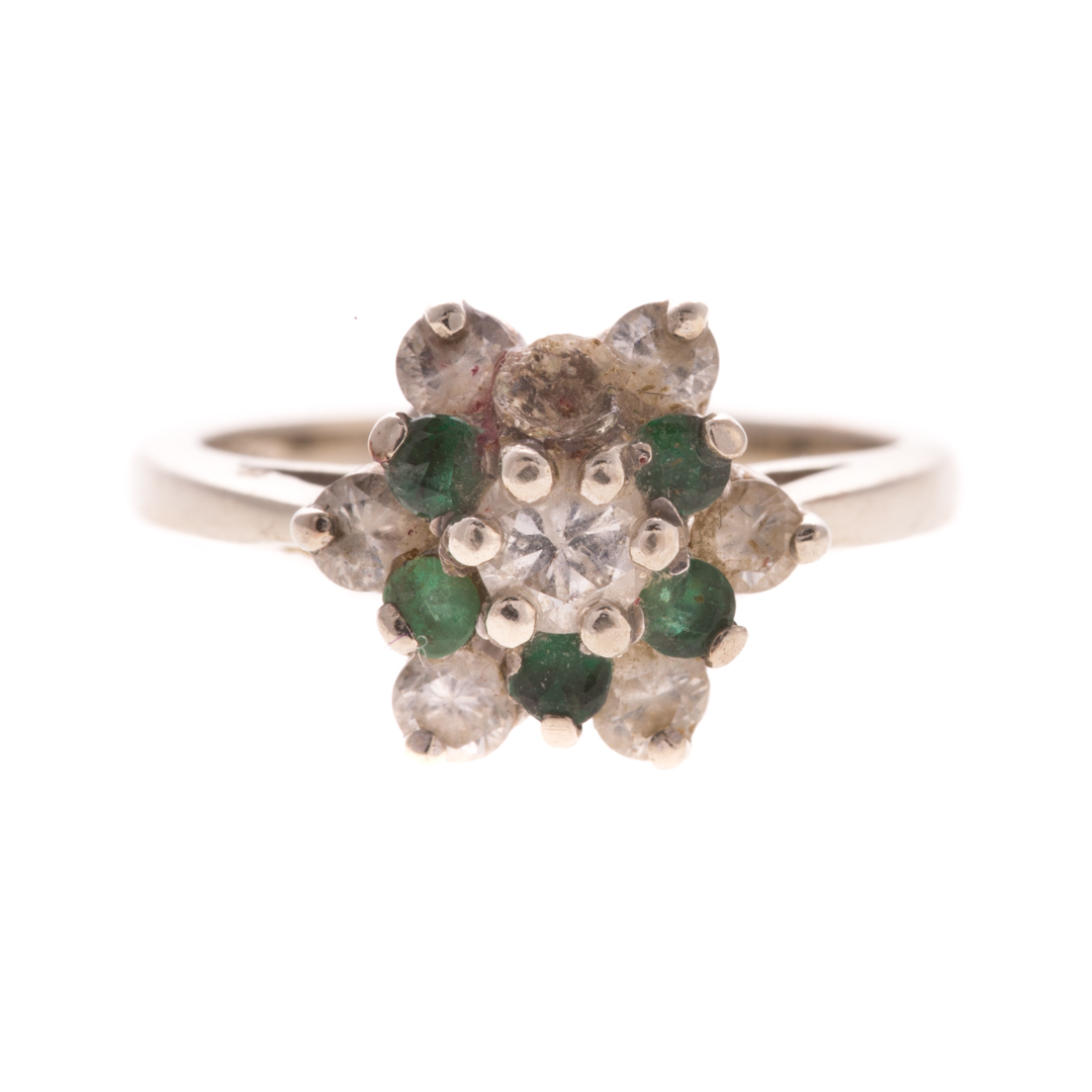 Appraisal: A Lady's Diamond and Emerald Ring in K K white