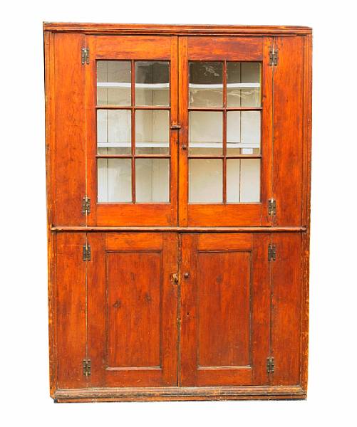 Appraisal: A large American country corner cupboard height ft in width