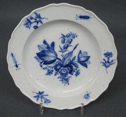 Appraisal: Blue and white Meissen plate with flower and insect decoration