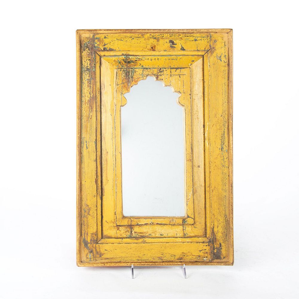 Appraisal: TH CENTURY INDIA JHAROKHA WINDOW FRAME MIRROR WALL DECOR A