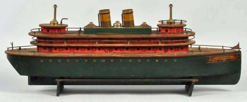 Appraisal: Wooden Liberty Ocean Liner Wind-Up Toy Marked Libertania on front