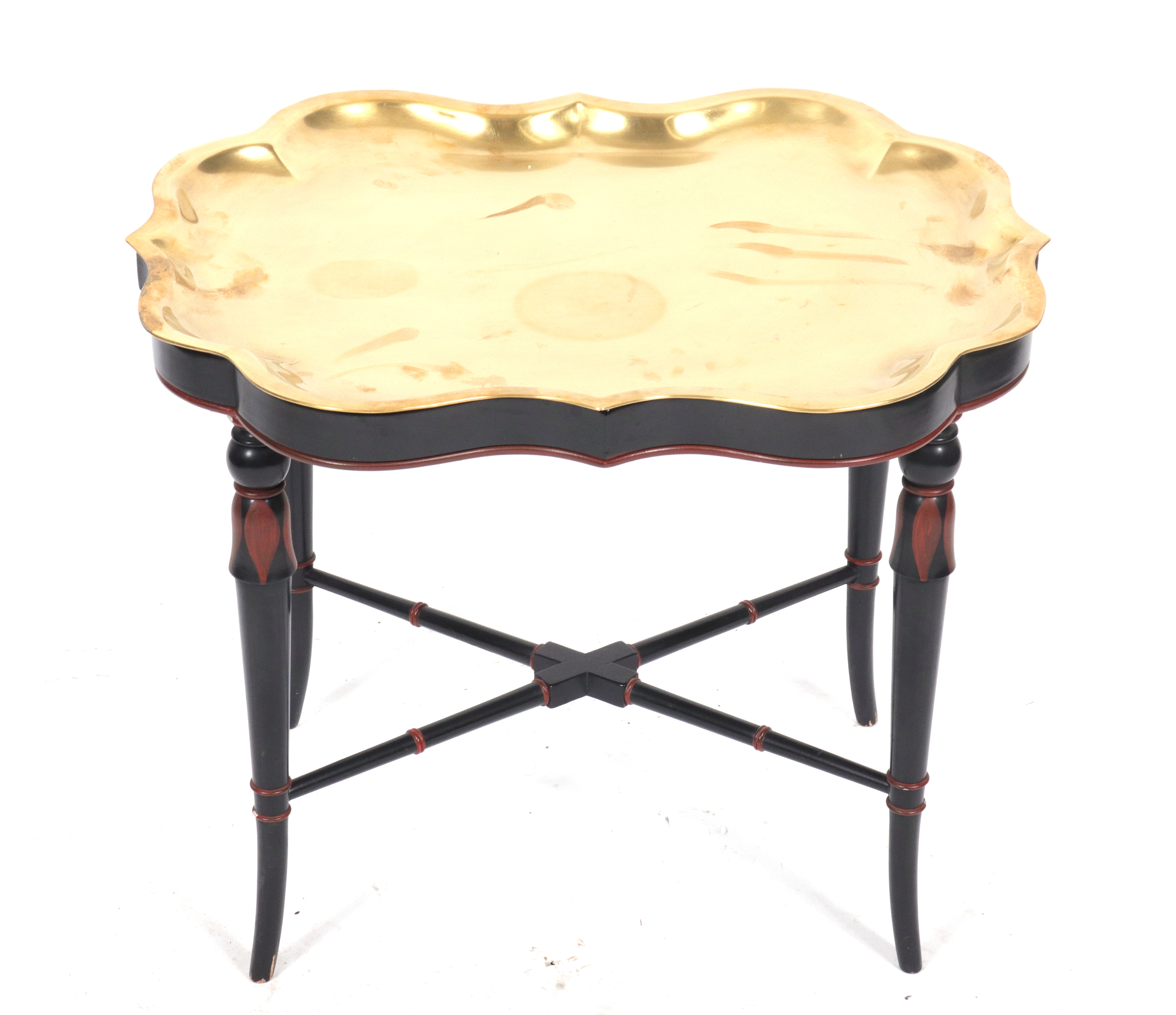 Appraisal: VICTORIAN MANNER BRASS TRAY TABLE Victorian manner brass tray table