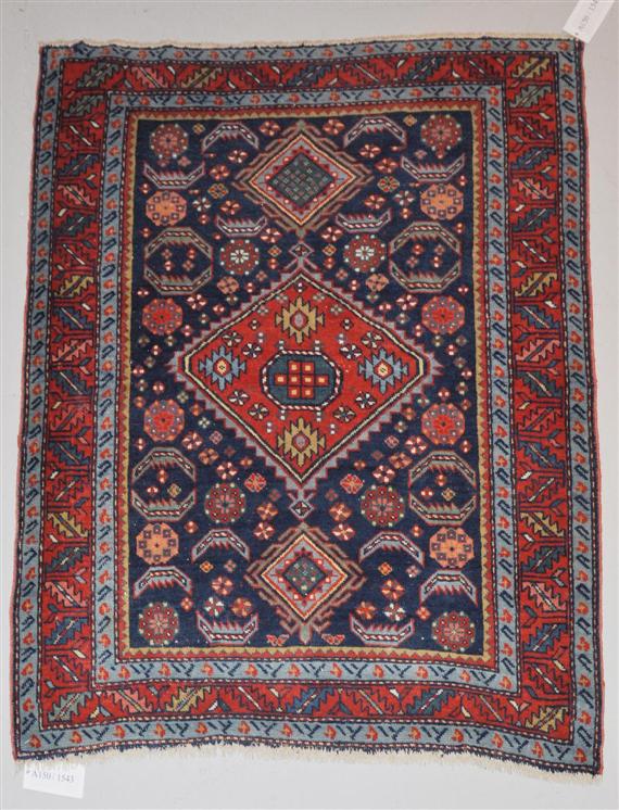 Appraisal: KARS KAZAK old Blue ground with a red central medallion