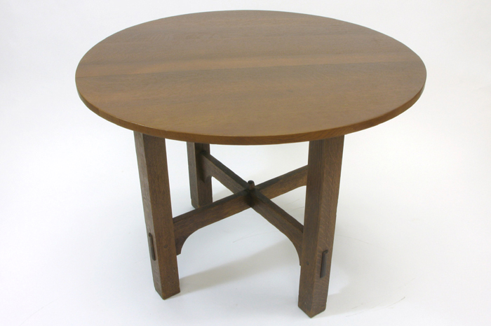 Appraisal: STICKLEY ROUND OAK BREAKFAST TABLE Gustav Stickley Craftsman Workshops Eastwood