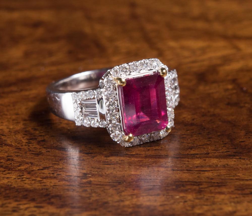 Appraisal: RUBY DIAMOND AND FOURTEEN KARAT GOLD RING with Gemstone Report