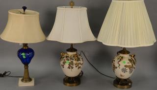 Appraisal: Five piece group four table lamps including pair of snake