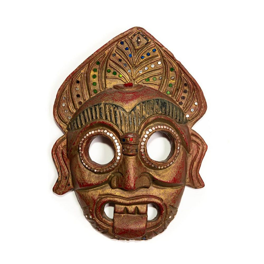 Appraisal: BALINESE ALLEGORICAL RAKSHASA BHOMA TRIBAL WALL MASK Hand made decorated