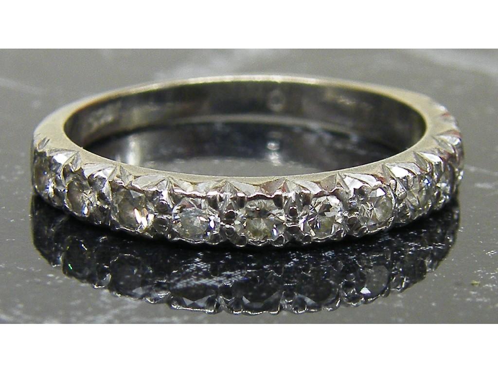 Appraisal: ct white gold diamond half eternity ring size O