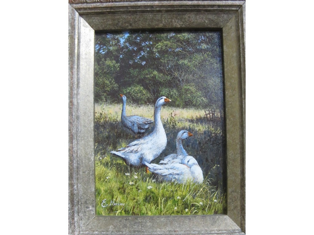 Appraisal: E HERSEY Acrylic 'Geese' signed