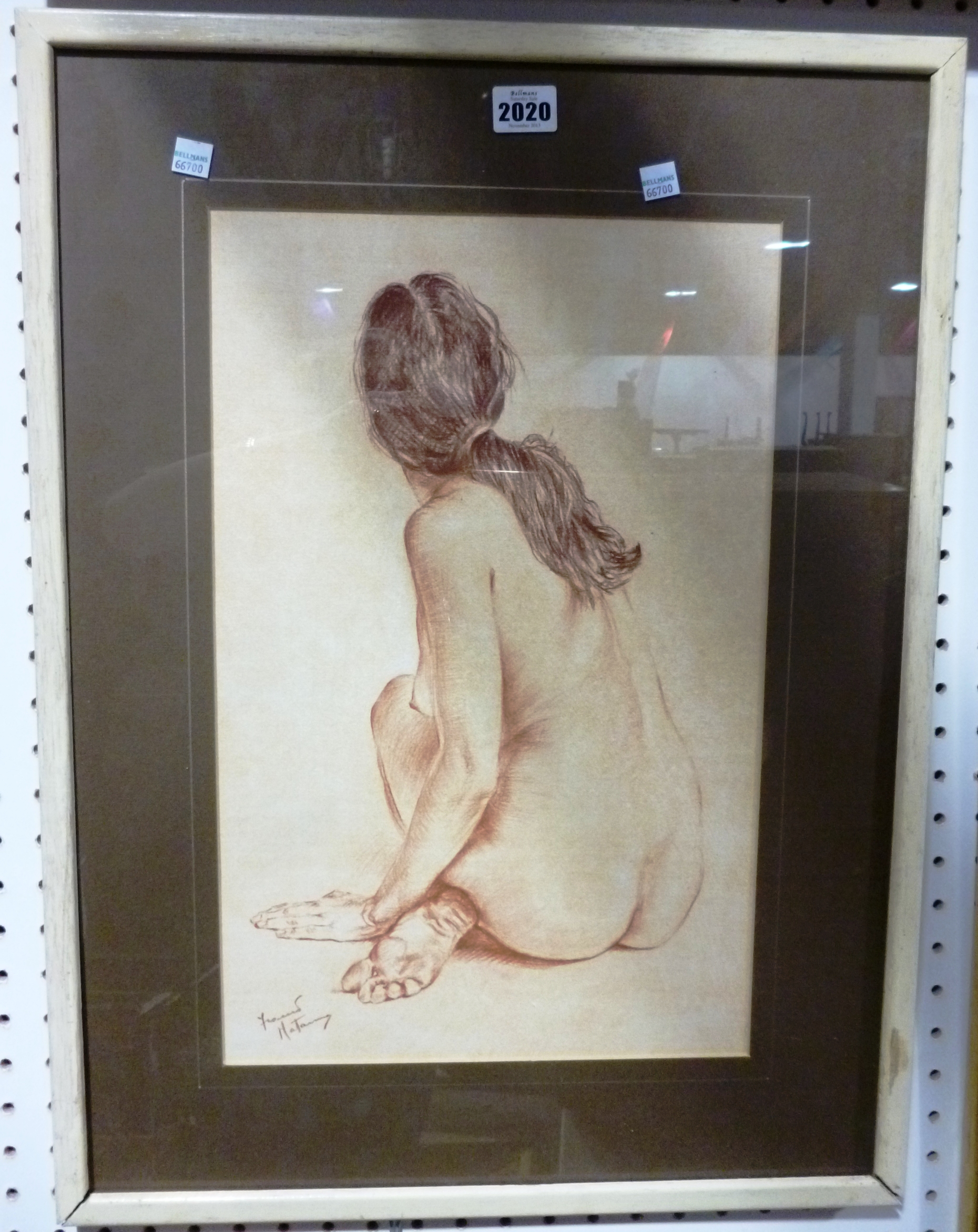 Appraisal: Franco Matania Nude brown chalk signed