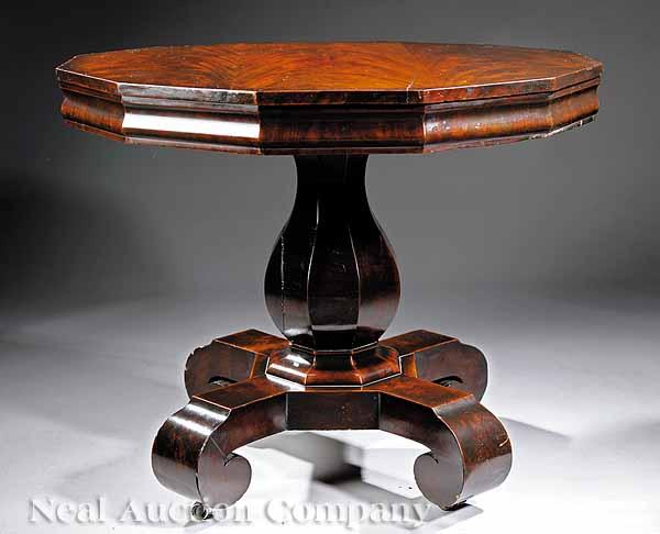 Appraisal: An American Classical Highly Figured Mahogany Center Table early th