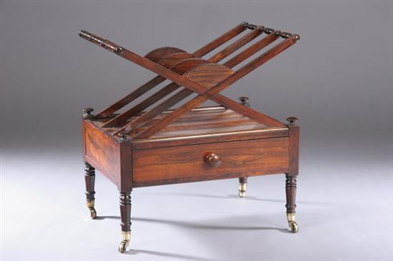 Appraisal: ENGLISH WILLIAM IV ROSEWOOD CANTERBURY Circa With X-form slatted divisions