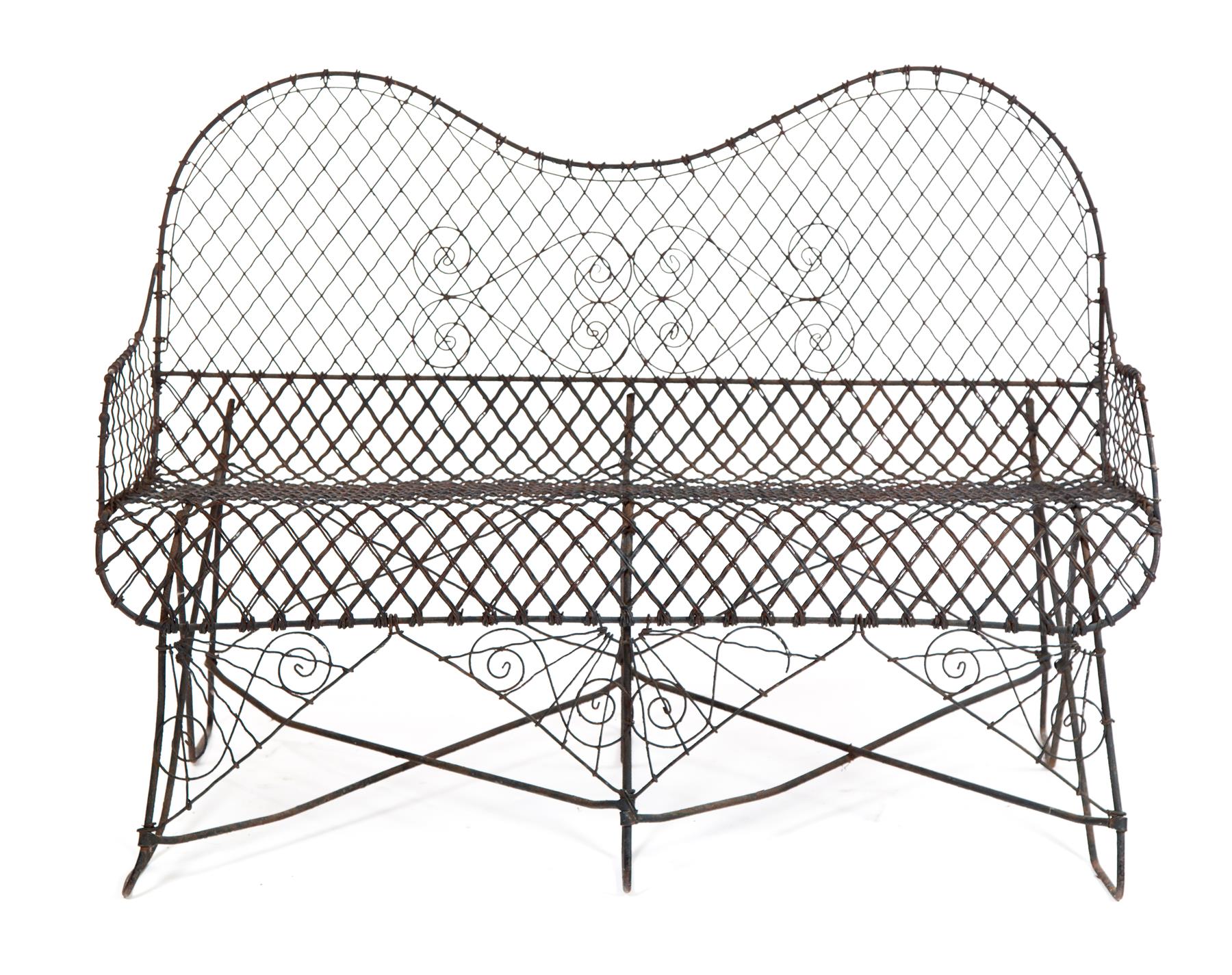 Appraisal: WIRE GARDEN BENCH American st quarter- th century Round stock