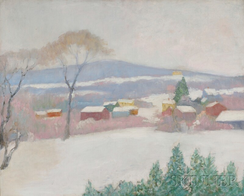 Appraisal: Attributed to John Castano American th Century Winter Landscape Unsigned