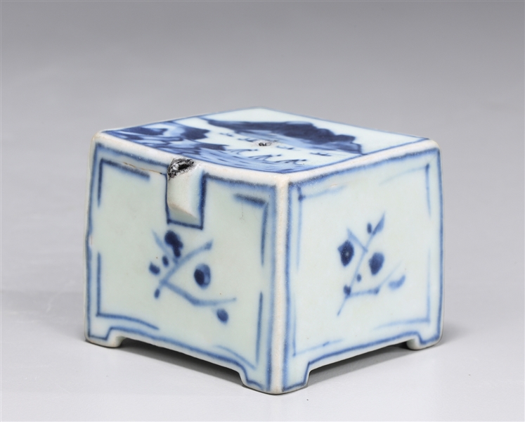 Appraisal: Korean blue and white porcelain square form water dropper the