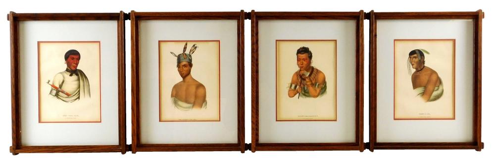 Appraisal: Four McKenney and Hall Native American lithographs hand colored Pee-Che-Kir