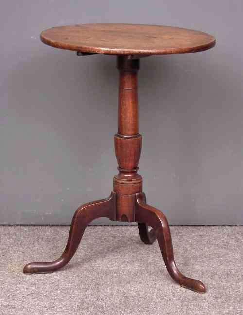 Appraisal: An th Century mahogany circular tripod table with plain turned