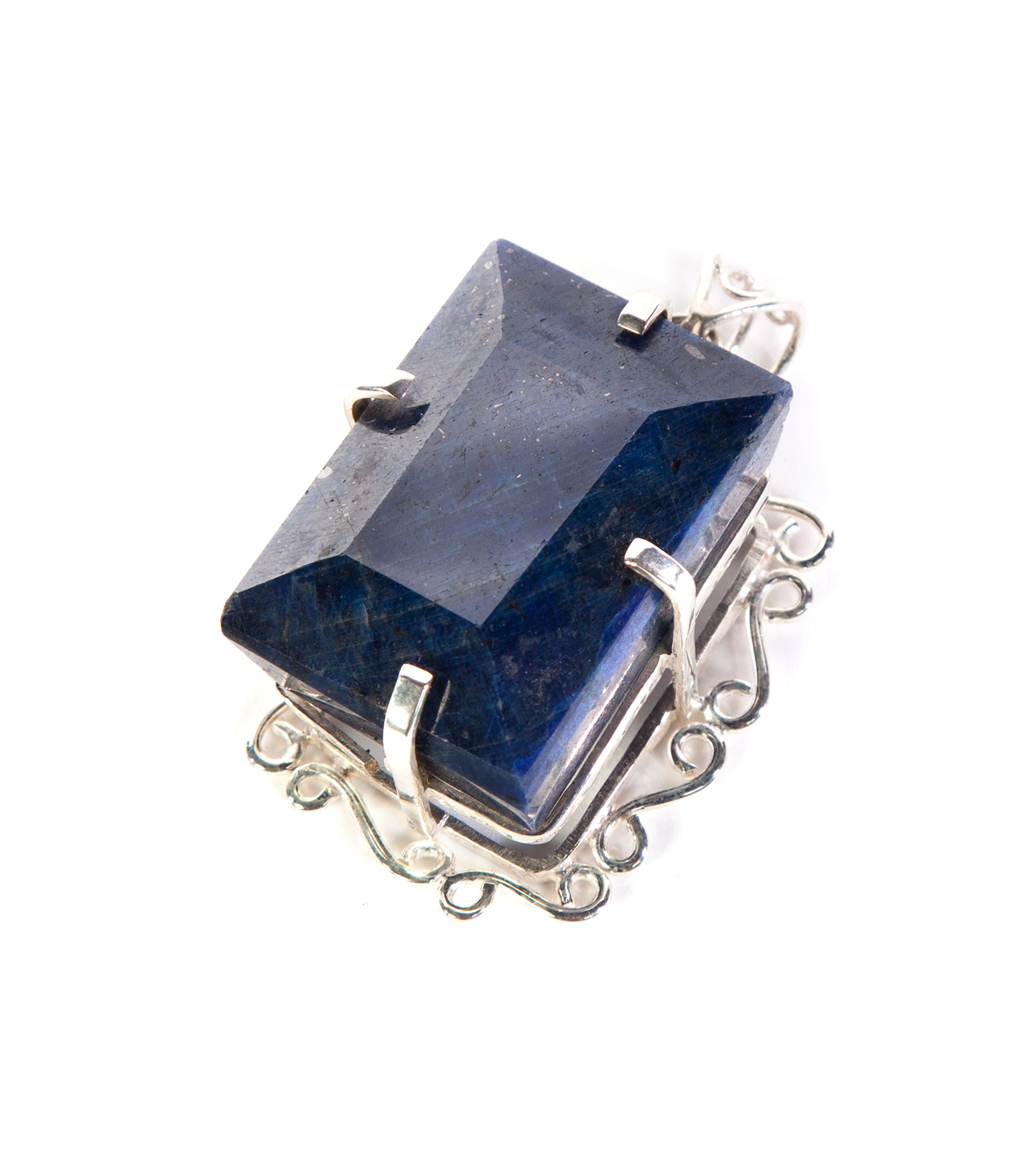 Appraisal: LARGE MOUNTED BLUE SAPPHIRE Twenty-first century Faceted rectangular cut commercial