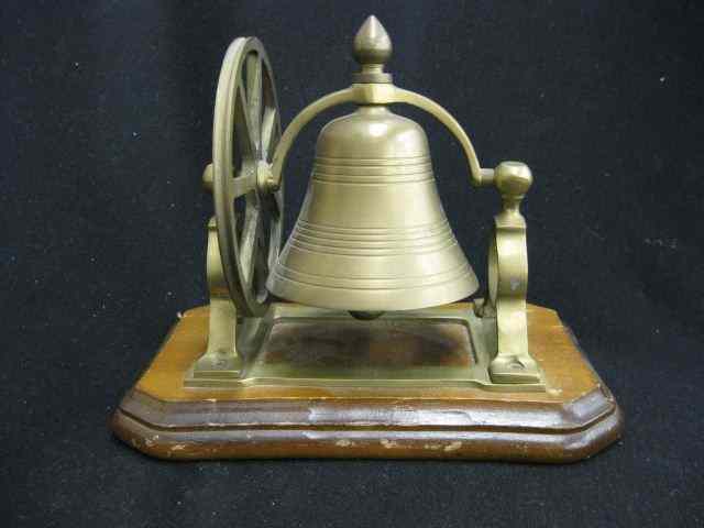 Appraisal: Brass Counter Bell wooden base ''