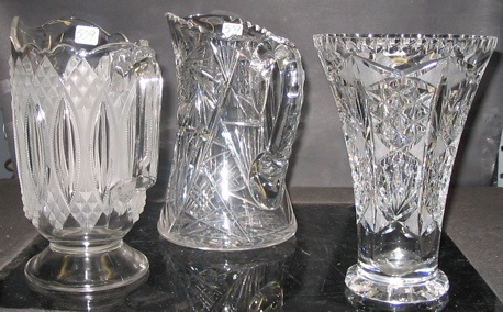 Appraisal: A GROUP OF THREE CUT AND PRESSED GLASS ARTICLES Including