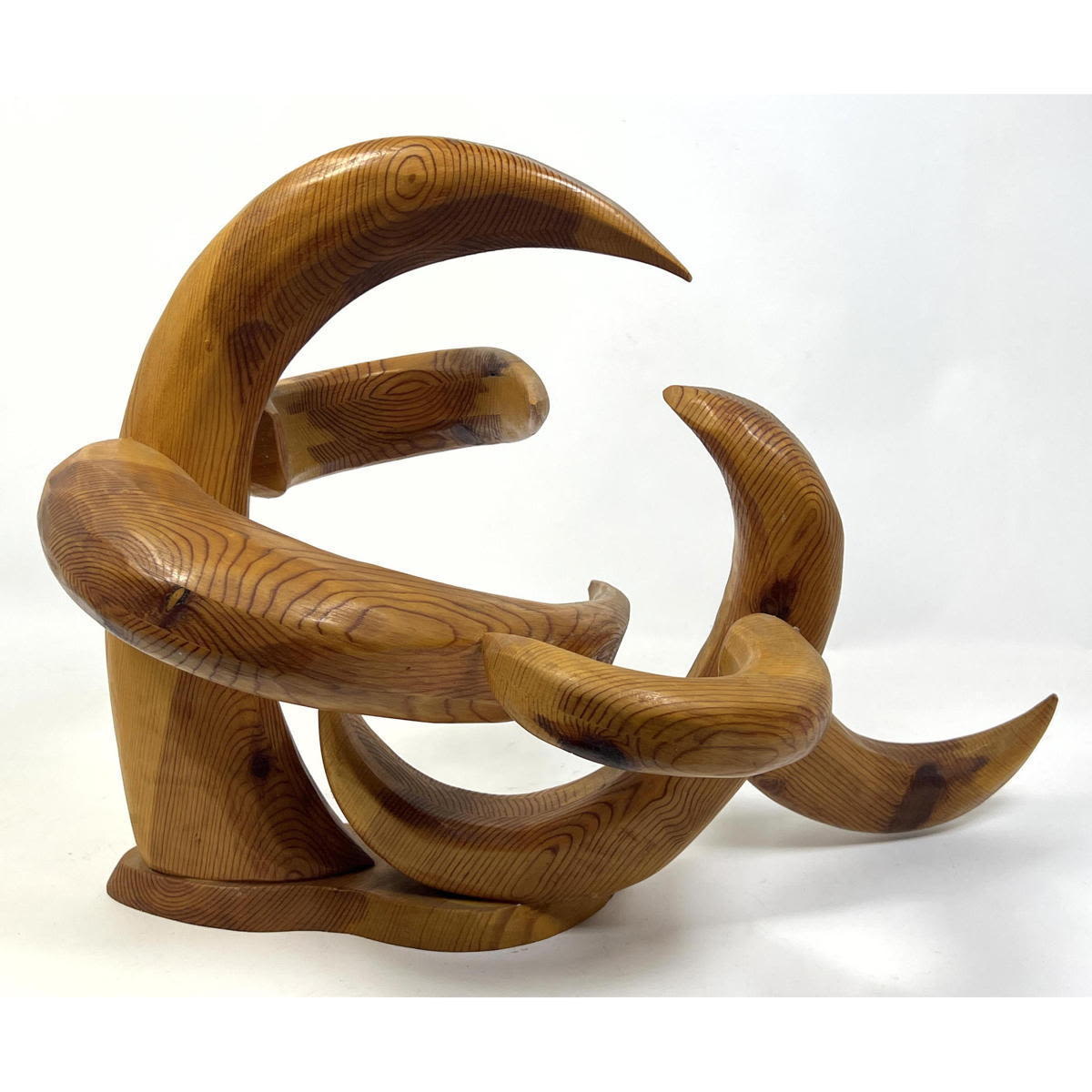 Appraisal: Carved Pine Wood Abstract Modernist Sculpture No signature found Dimensions