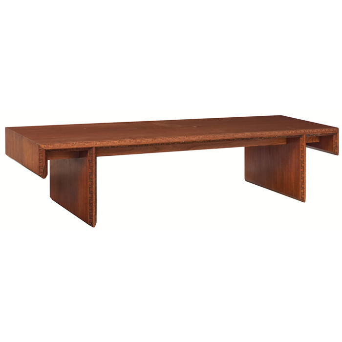 Appraisal: Frank Lloyd Wright coffee table manufactured by Heritage Henredon rectangular