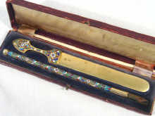 Appraisal: Russian Interest A boxed Russian silver gilt and cloisonne enamel