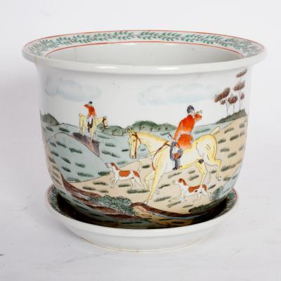 Appraisal: A modern Chinese porcelain jardini re and stand decorated with